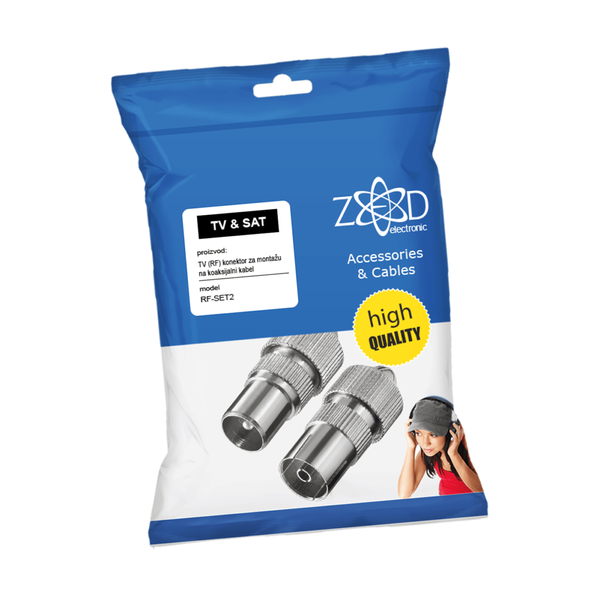 ZED electronic RF utikač + RF utičnica metalna - RF-SET2