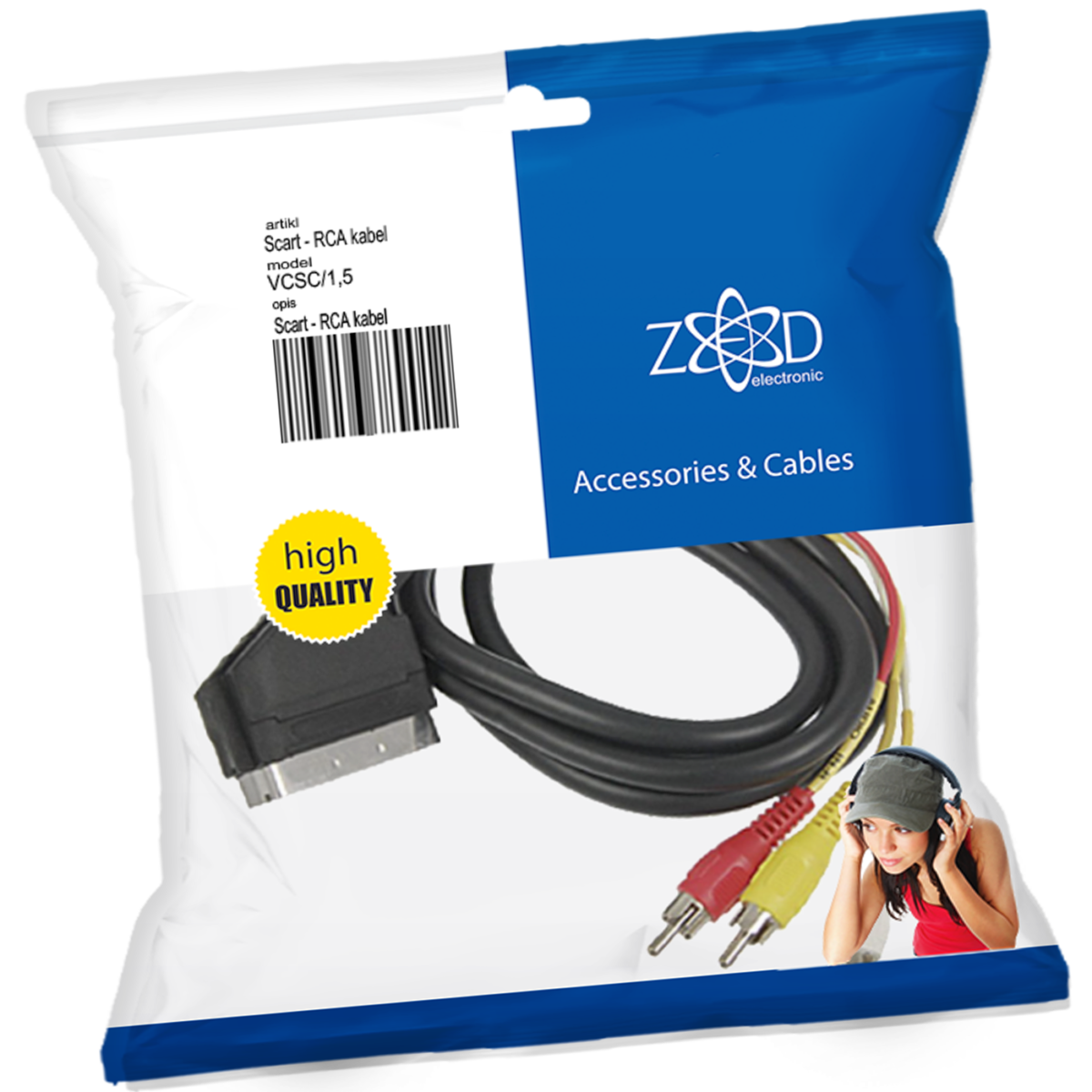 ZED electronic Scart - RCA (činč) kabel sa prekidačem