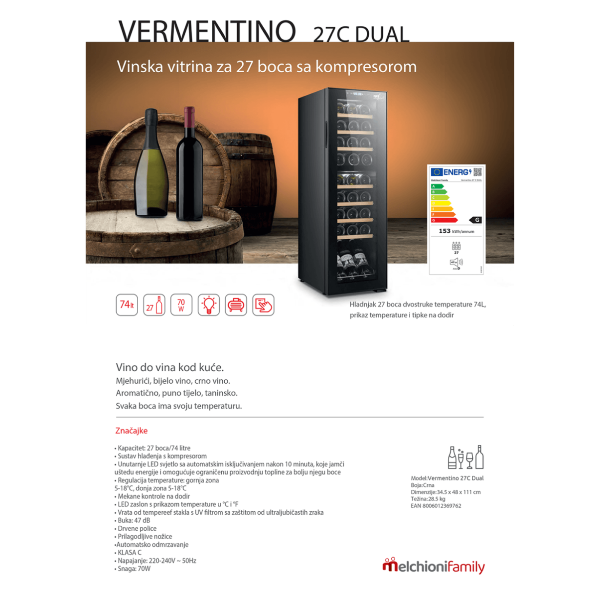 zapremina 74 lit - VERMENTINO 27 C DUAL