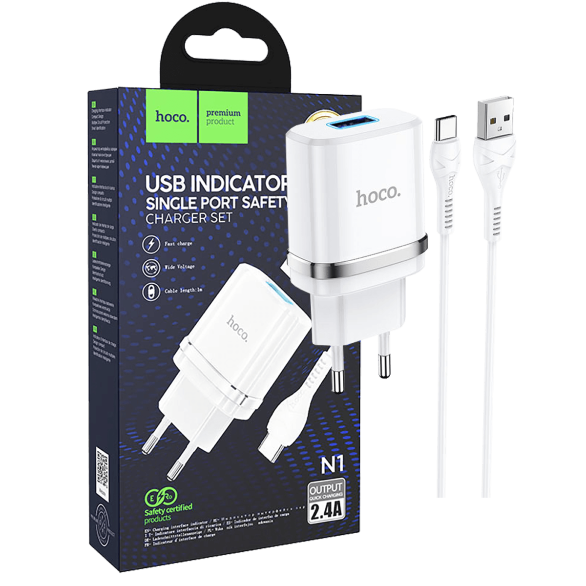 hoco. Punjač kućni sa USB type C kabelom
