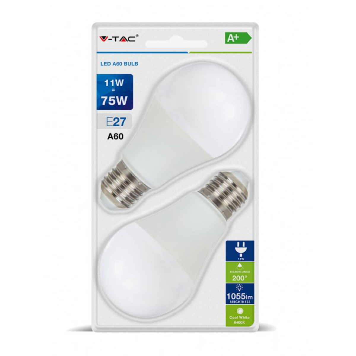 V-TAC LED žarulja 11W E27 A60 2700K 2kom/blister 7297