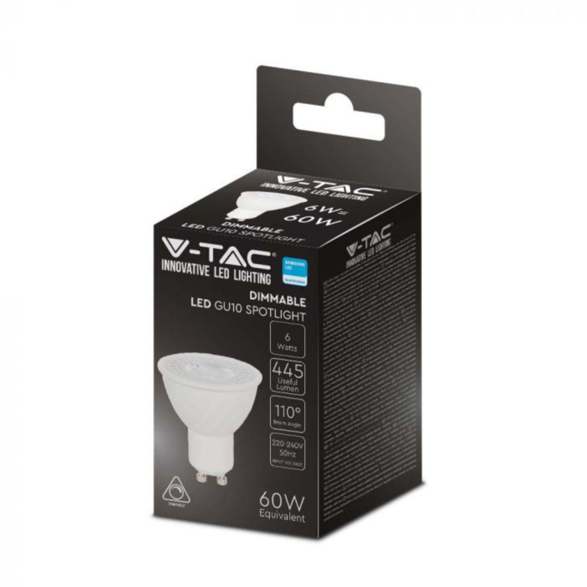 V-TAC LED žarulja SAMSUNG čip - GU10 6W 4000K 110°