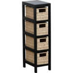 TENDANCE ORMARIĆ SA 4 LADICE 64,5X17X24 CM, MDF, NATUR/CRNI
