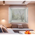 LUANCE komarnik s magnetom 170x180 cm od platna bijelo crno