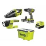 Ryobi aku set R18PDBL-252V( buš.,usisav.,svijetiljka)LJ24