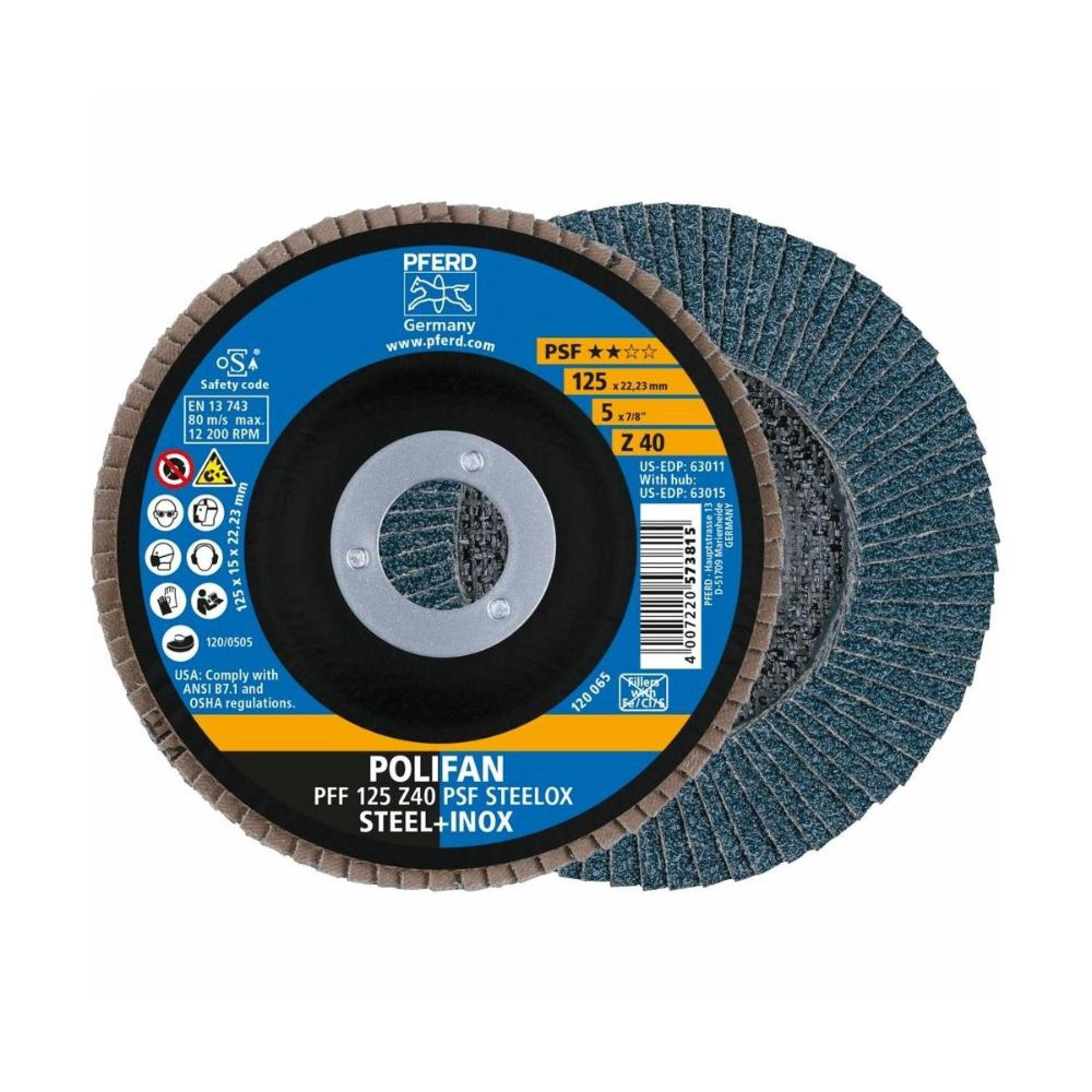 100044 Pferd Lamelarni brusni disk PFF 125 Z40 PSF STEELOX 512517 - Slika 1