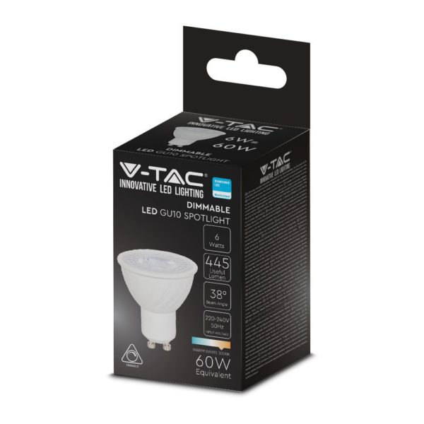 V-TAC LED spot žarulja - 6W SAMSUNG čip - GU10  38`D, dimabilna 4000K PET GODINA GARANCIJE 21196