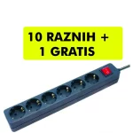 BRENNENSTUHL BRENNESTUHL BAT prenosiva utičnica, 6 utičnica, sa prekidačem, dužina 1,4 m, šuko, crna B1550600416