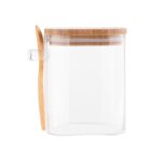 Altom Design BOROSILIKAT KVADRATNI SPREMNIK 800ML S POKLOPCEM OD BAMBUSA I ŽLICOM ( 0203018431 )