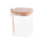 Altom Design BOROSILIKAT KVADRATNI SPREMNIK 800ML S POKLOPCEM OD BAMBUSA I ŽLICOM ( 0203018431 ) - Slika 3