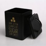 Altom Design kvadratna kutija crna, zlatni natpis Sugar 11X11X14 cm - 0204018331 - Slika 3