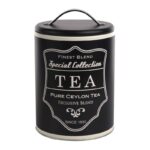 Altom Design okrugla limenka 11x16,5 cm crna dekor Tea - 0204018363 - Slika 2