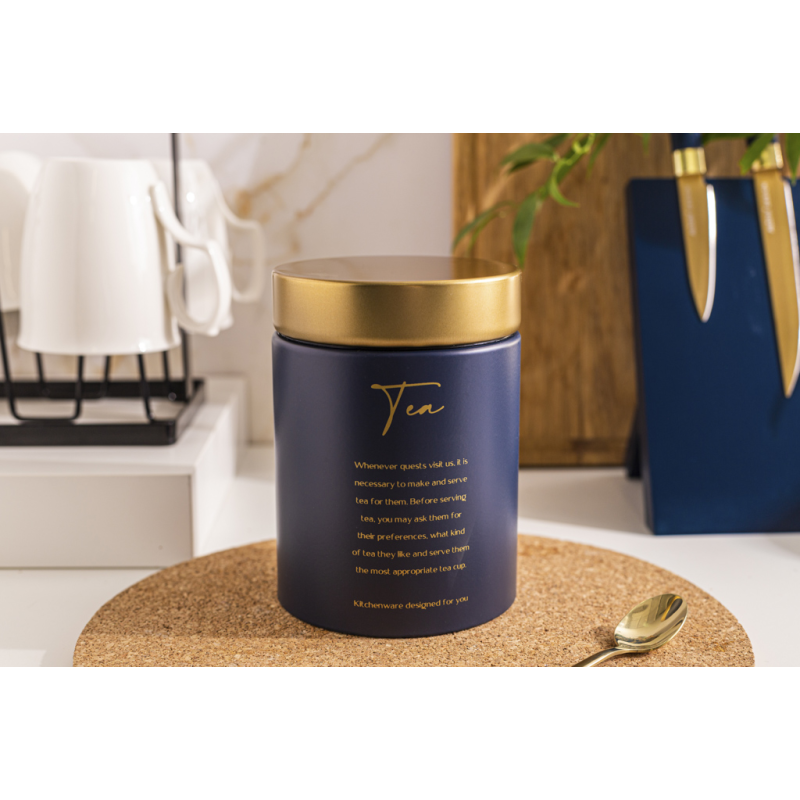 altom-design-posuda-za-caj-plava-sa-zlatnim-poklopcem-tea-11x11x15-cm-0204018437- Altom Design plava posuda za čaj sa zlatnim poklopcem dimenzija 11x11x15 cm