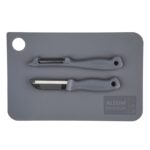 Altom Design set daska za rezanje + nož +strugač,24 cm, siva ( 0207020155 ) - Slika 2