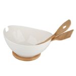 Altom Design zdjela za salatu s podlogom i žlicama od bambusa  29 x 24 x 15 cm - 01010052033 - Slika 2