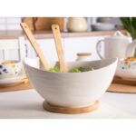 Altom Design zdjela za salatu s podlogom i žlicama od bambusa  29 x 24 x 15 cm - 01010052033 - Slika 3