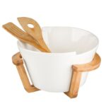 Altom Design zdjela za salatu s podlogom i žlicama od bambusa 29 x 25 x 16cm - 01010052034 - Slika 3