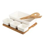 Altom Design zdjela za salatu s posudama za umake na podlozi i žlicama od bambusa -01010052038 - Slika 4