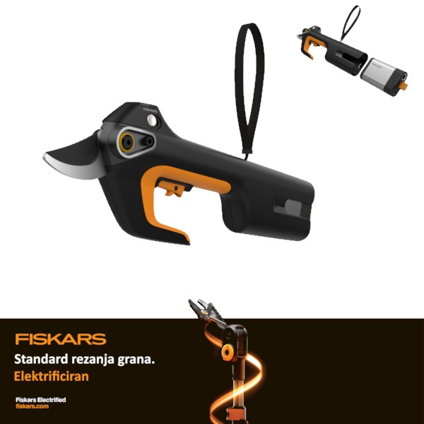 FISKARS aku škare vrtne ePruner L(12V Li-ion,30mm,solo)FAP26 FISKARS akumulatorske vrtne škare ePruner L 12V za rezanje grana do 30 mm