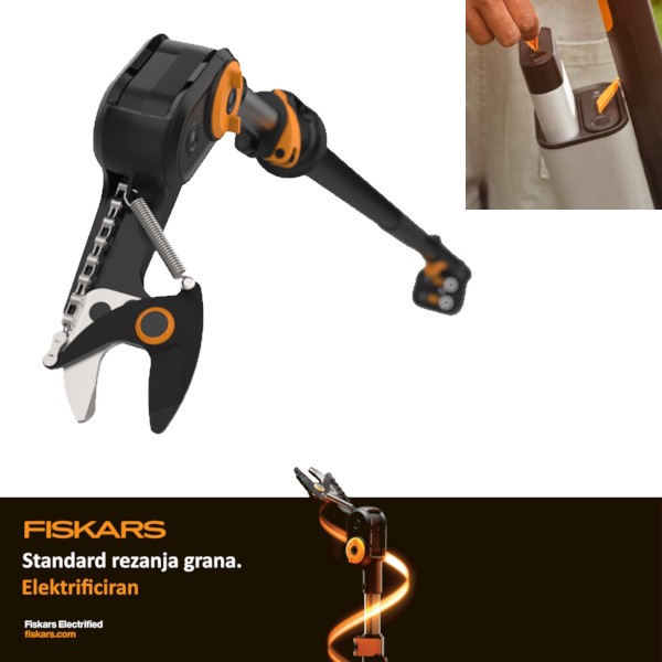FISKARS aku škare za grane eTreePru.(2x12V,do 4m,solo)FAP26 FISKARS aku škare za grane eTreePruner 1082340 s teleskopskom ručkom