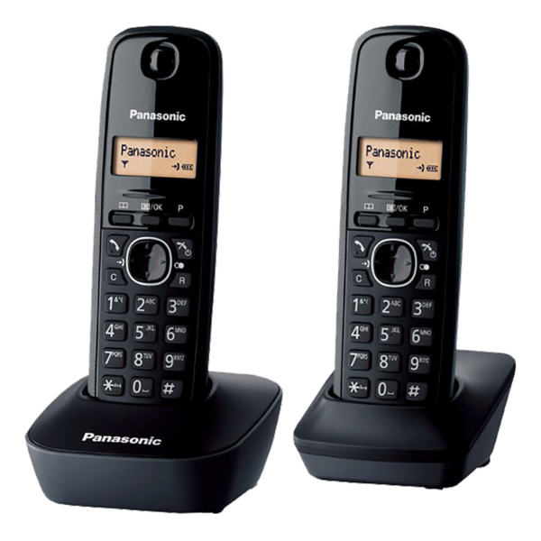 Panasonic Telefon bežični, DUO DECT, 1.25" LED display, crna boja - KX-TG1612FXH