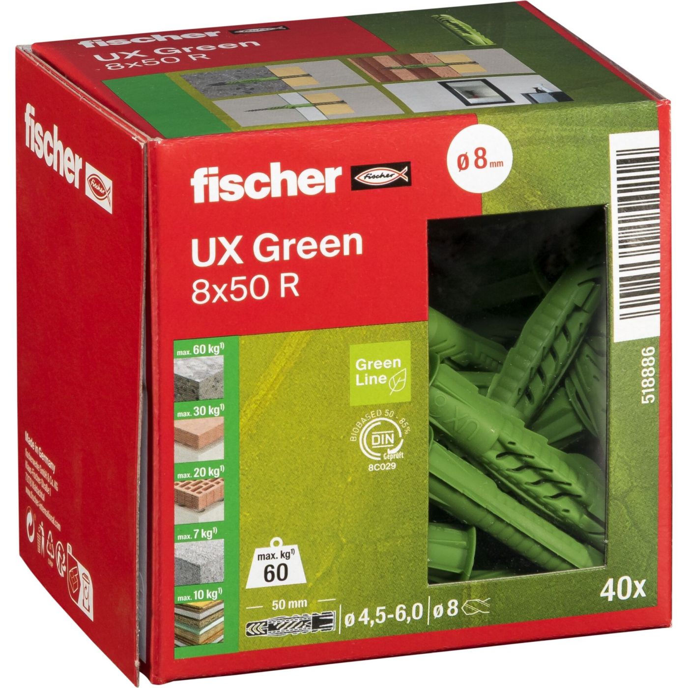 FISCHER Fischer univerzalna tipla UX Green 8x50 R D148600 FISCHER Fischer univerzalna tipla UX Green 8x50 R D148600 - Slika 1