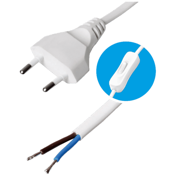 USE Kabel napojni sa prekidačem, 2 x 0.75mm², 2 met. - N 2K-2/WH