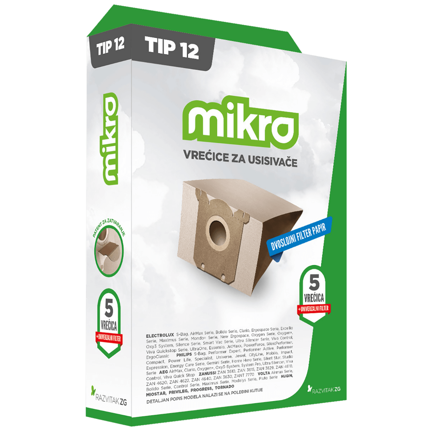 Mikro Vrećice za usisavače 5/1 Tip: 12 - 012.5.012 Mikro Vrećice za usisavače 5/1 Tip: 12 - 012.5.012 - Slika 1