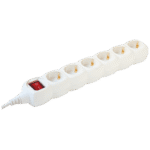 home Produžni kabl, 6 utičnice, prekidač, 1.5mm², 5 met, bijeli - NV 6K-5/WH/1,5