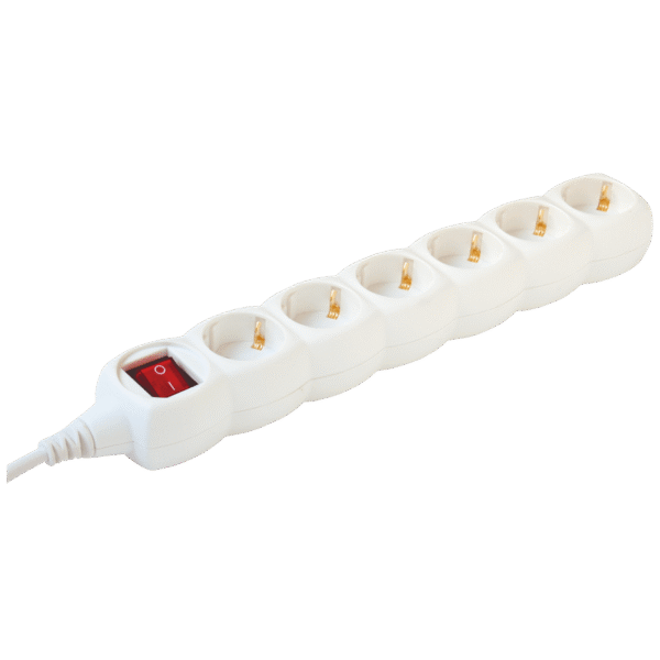 home Produžni kabl, 6 utičnice, prekidač, 1.5mm², 5 met, bijeli - NV 6K-5/WH/1,5