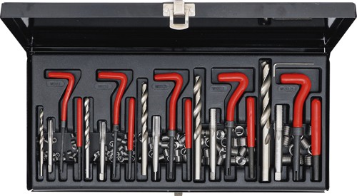 BGS Set za popravak navoja M5-M12 130 dj. 19500 BP26 BGS set za popravak navoja M5-M12 130 dijelova u metalnoj kazeti