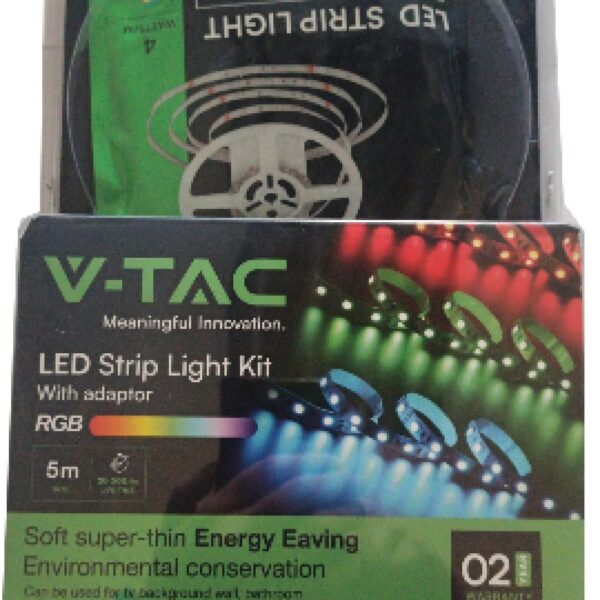 V-TAC LED traka - SET s kontrolerom, daljinskim upravljačem i pretvaračem 6W/m RGB 30LED/M 5m IP20 ( 212124+3625+3238) IP20 12V 212350