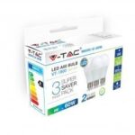 V-TAC Led žarulja - 9W A60 E27 4000K, 3komada u pakiranju 7241