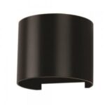 V-TAC Zidna lampa 6W okrugla BRIDGELUX čip 3000K - IP65 - crna 217081