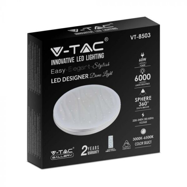 V-TAC 30W - 60W- 30W LED stropna lampa s daljinskim upravljačem dimabilna Φ500 60mm CCT 3u1 2114611