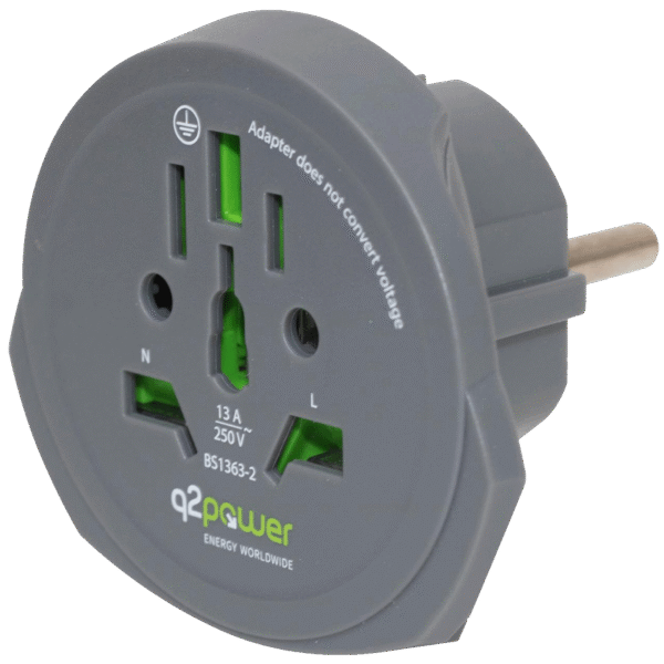 q2power Adapter, putni, univerzalni - World to Europe