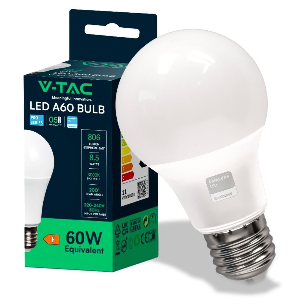 V-TAC LED žarulja - SAMSUNG čip 8,5W E27 A60 4000K - 5 GODINA GARANCIJE 21229 V-TAC LED žarulja - SAMSUNG čip 8,5W E27 A60 4000K - 5 GODINA GARANCIJE 21229 - Slika 1