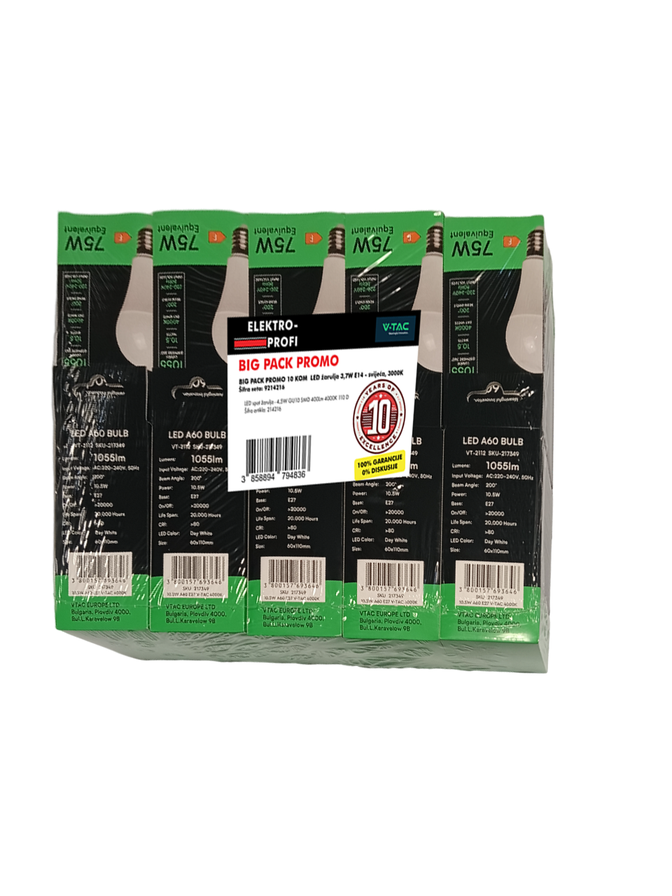V-TAC BIG PACK PROMO SET 10 KOM LED žarulja - 10,5W E27 A60 4000K 9217349 V-TAC BIG PACK PROMO SET 10 KOM LED žarulja - 10,5W E27 A60 4000K 9217349 - Slika 1
