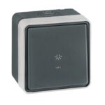 ALING CONEL Tipkalo prekidač za svjetlo s ind. PROTECTA 10AX 250V~ IP55, tamno sivo A22515.A1