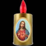 BATERIE CENTRUM LED svijeća 2XAA zlatno-crveni plamen s motivom Isusa Krista BC-180