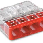 KSA ELEKTROPROFI WAGO Stezaljka za montažnu kutiju, kruti vodič: 0.5-2.5 mm² ,broj polova: 4 , prozirna, crvena 2273-204
