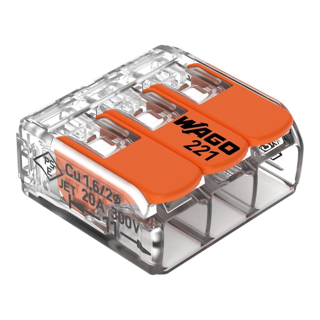 KSA ELEKTROPROFI WAGO spojna stezaljka, fleksibilni vodič: 0.14-4 mm², kruti vodič: 0.2-4 mm², broj polova: 3, prozirna, narančasta 221-413 KSA ELEKTROPROFI WAGO spojna stezaljka, fleksibilni vodič: 0.14-4 mm², kruti vodič: 0.2-4 mm², broj polova: 3, prozirna, narančasta 221-413 - Slika 1
