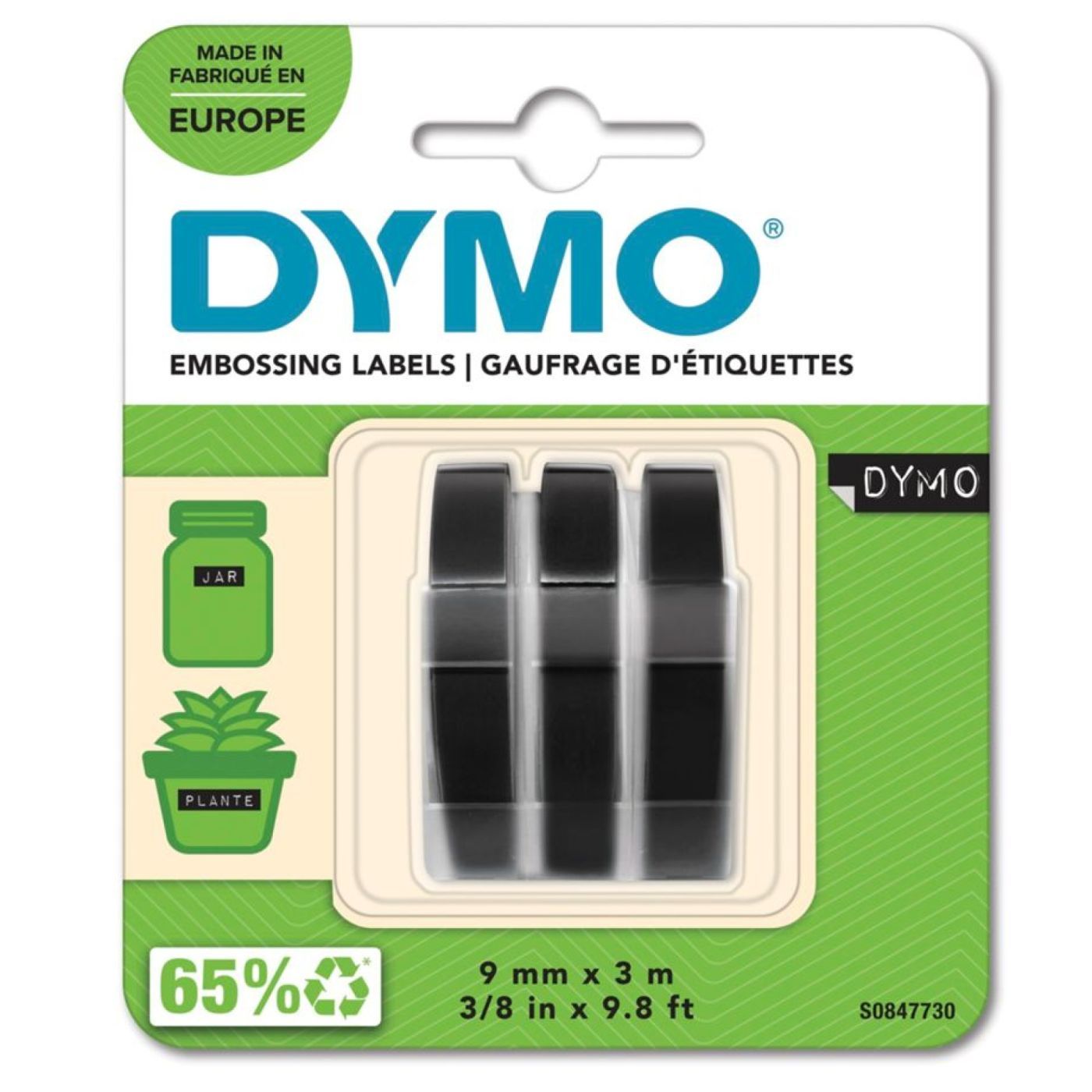 DYMO 1x3 Dymo Embossing etikete 9 mm crne D446665 DYMO 1x3 Dymo Embossing etikete 9 mm crne D446665 - Slika 1