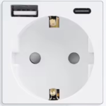 ELEKTRO SMART ELEKTRO SMART modul za jednostruku EU utičnicu tip F + punjač USB tip A i USB tip C 20W, bijeli ES-86-1F&AC2.4-20W-WT