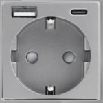 ELEKTRO SMART ELEKTRO SMART modul za jednostruku EU utičnicu tip F + punjač USB tip A i USB tip C 20W, sivi ES-86-1F&AC2.4-20W-GY