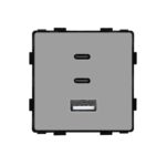 ELEKTRO SMART ELEKTRO SMART modul za utičnicu s brzim punjenjem, 65W, 1 tip A USB utor + 2 tip C USB utora, sivi ES-86-FC65W-GY
