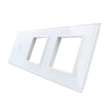 ELEKTRO SMART ELEKTRO SMART stakleni panel za prekidače, 1 + dvostruki okvir s metalnim nosačem, bijeli ES-G228.1G&2X1F-WT