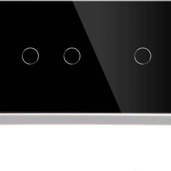 ELEKTRO SMART ELEKTRO SMART stakleni panel za prekidače s metalnim nosačem, 2+1, crni ES-G157.2G&1G-BK