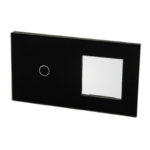 ELEKTRO SMART ELEKTRO SMART stakleni panel za prekidače x1 + jednostruki okvir za module s metalnim nosačem, crni ES-G157.1G1F-BK