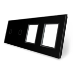ELEKTRO SMART ELEKTRO SMART stakleni panel za prekidače, 1+1+ dva okvira, s metalnim nosačem, crni ES-G299.1G1G2F-BK